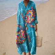 Marina | Robe Longue Motif Tortue