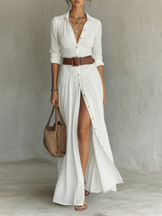 Milena | Robe maxi élégante en lin et coton