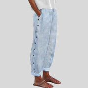 Rosalie | Pantalon Rayé Boutonné Style Bohème