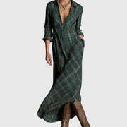 Gisèle | Robe Maxi Chemise Carreaux