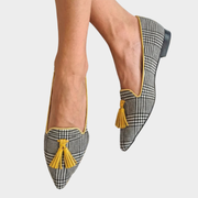 Élina | Mocassins Pied-de-Poule Pompons
