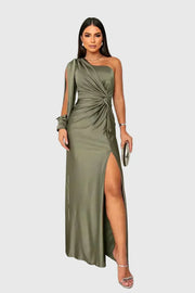 Auriane | Robe Maxi Asymétrique Satinée