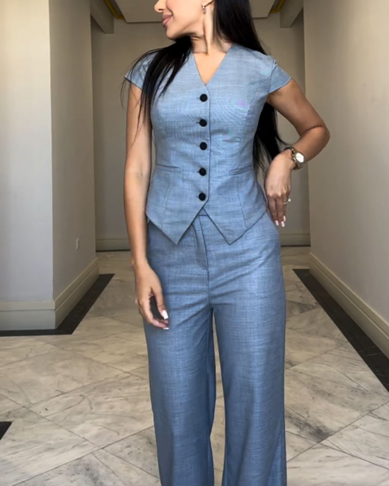 Laura - Ensemble blouse et pantalon en lin
