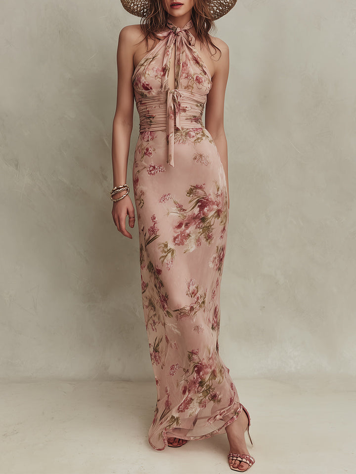 Lia | Robe longue dos nu florale élégante