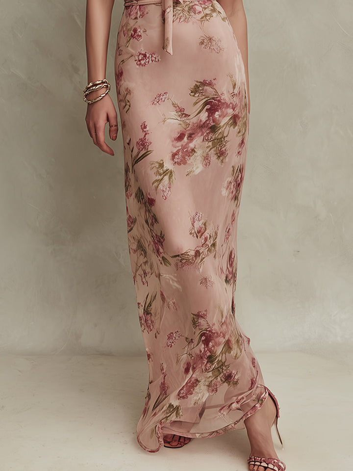 Lia | Robe longue dos nu florale élégante