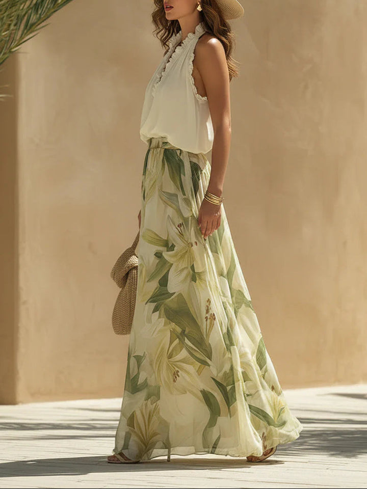 Suzanne | Ensemble floral élégant avec jambes larges