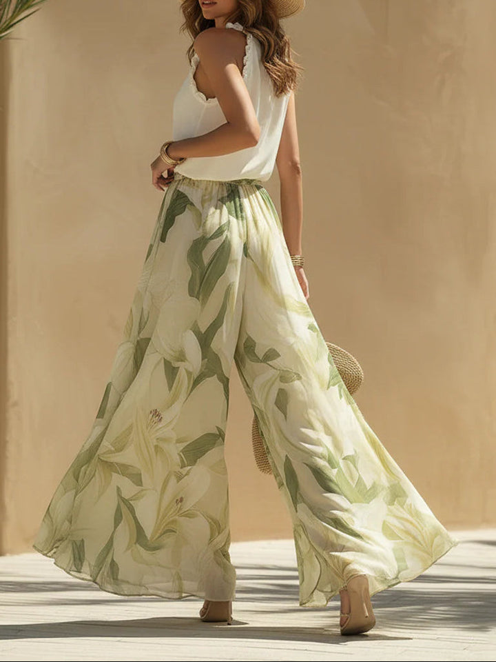 Suzanne | Ensemble floral élégant avec jambes larges