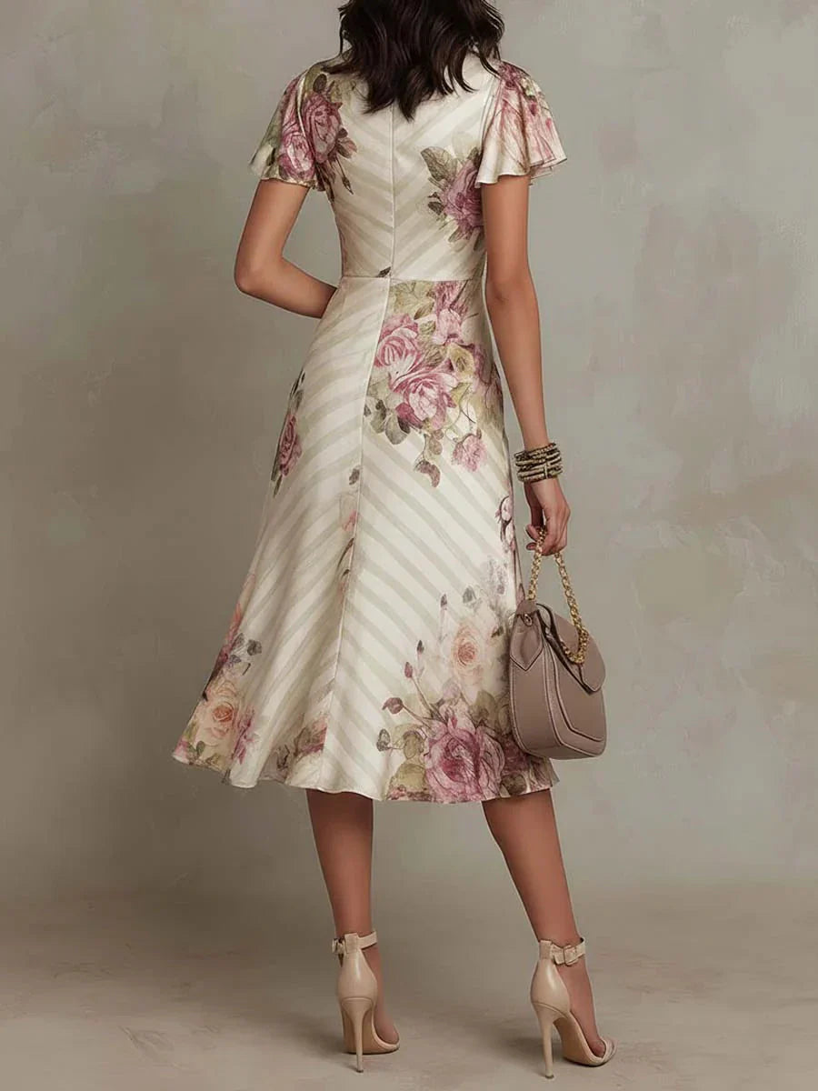 Alba | Robe mi-longue florale élégante avec volants