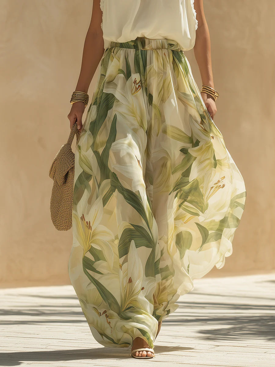 Suzanne | Ensemble floral élégant avec jambes larges