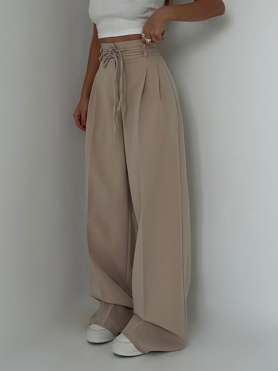 Stefania - Pantalon taille haute jambes larges