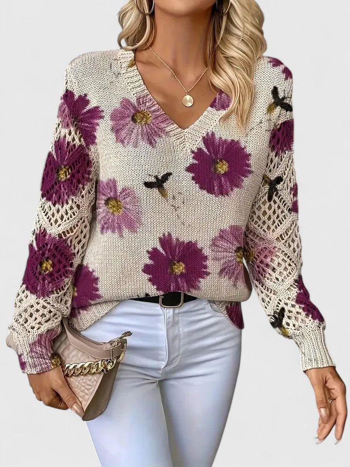Wysława – Pull élégant avec des fleurs