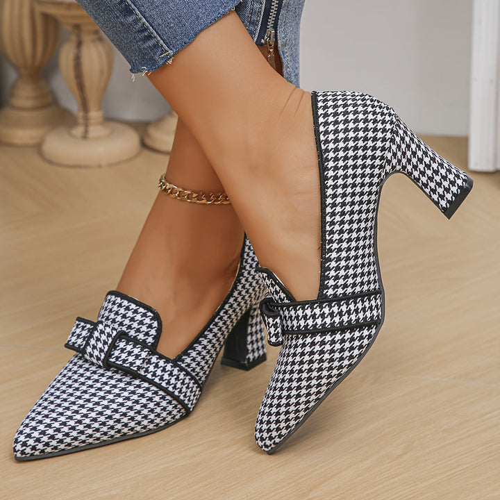 Queniva – Escarpins classiques pied-de-poule avec semelle intérieure confortable