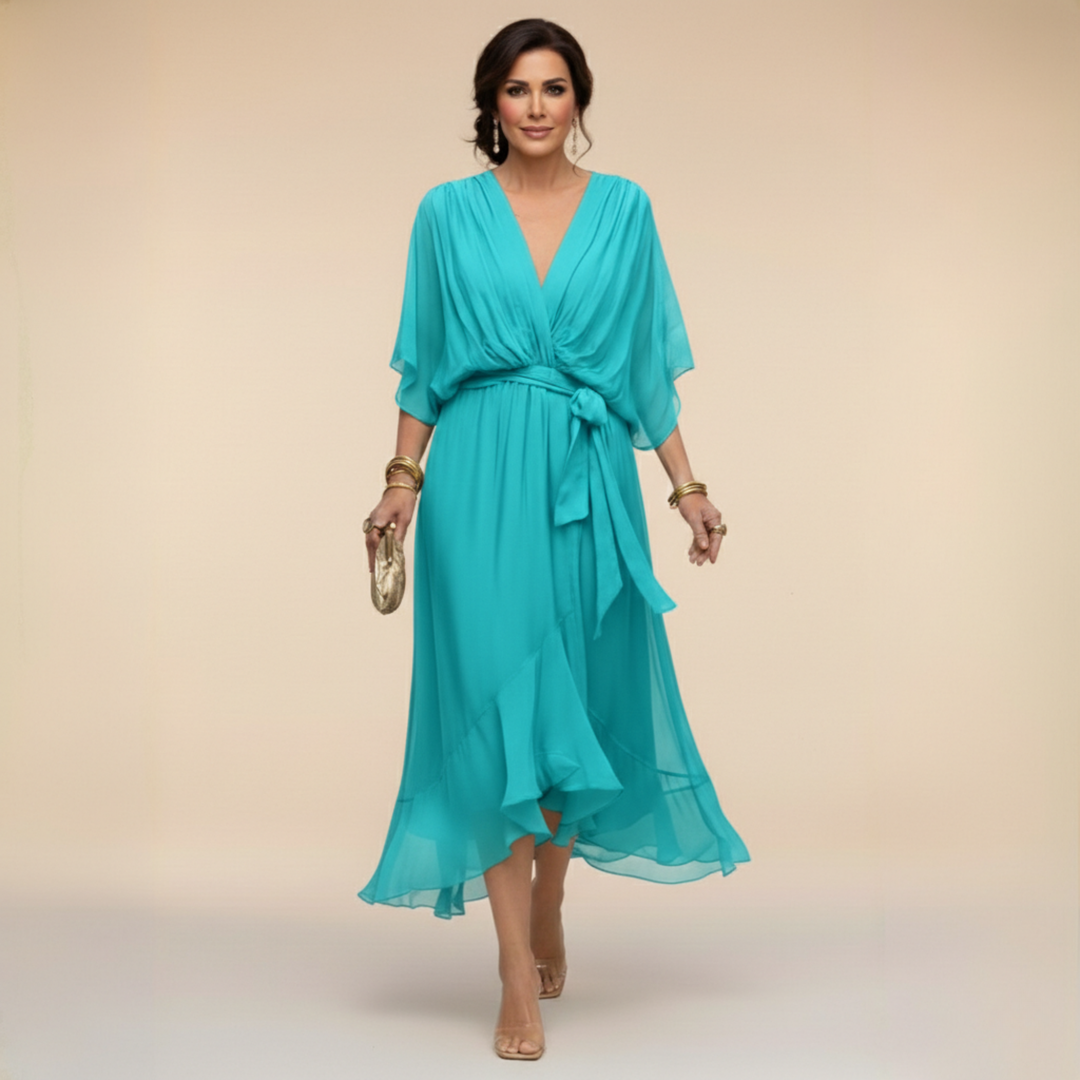Monique | Robe en mousseline à col V