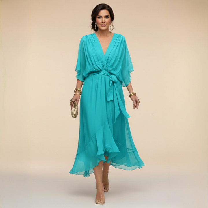 Monique | Robe en mousseline à col V
