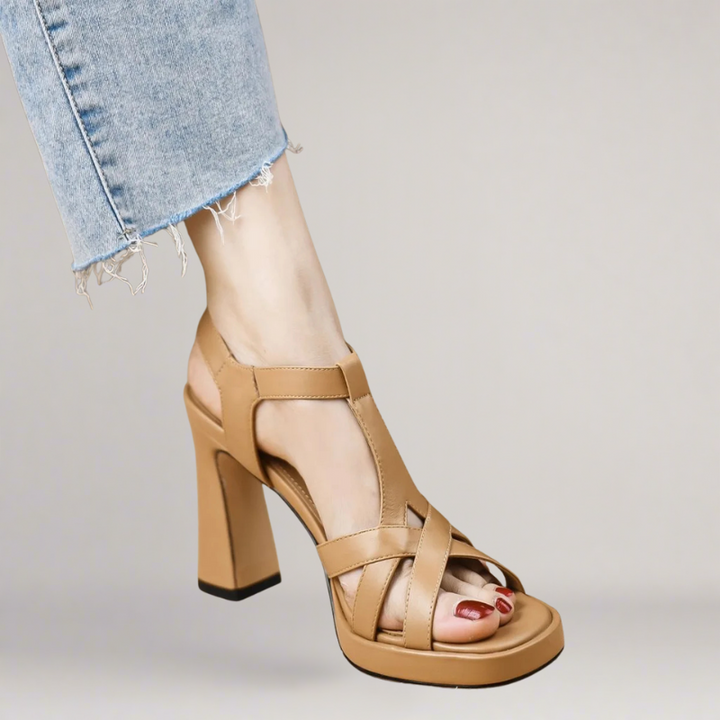 Alessia – Sandales à talons hauts en similicuir faites à la main