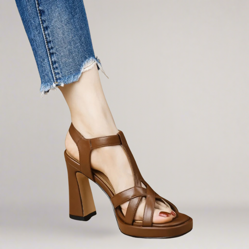 Alessia – Sandales à talons hauts en similicuir faites à la main