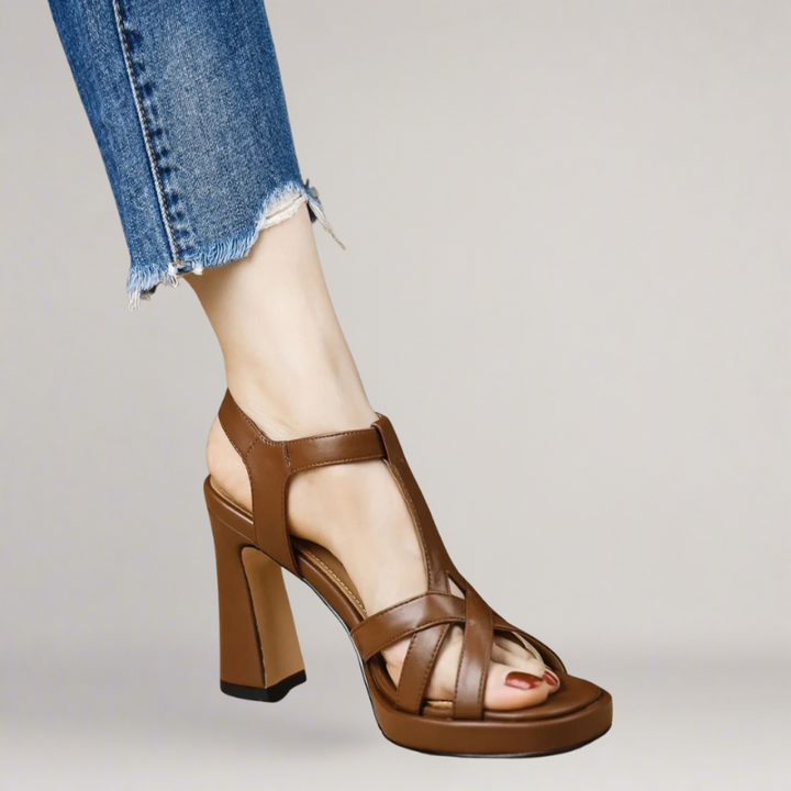 Alessia – Sandales à talons hauts en similicuir faites à la main