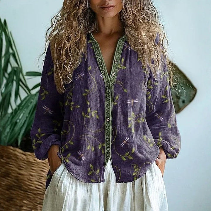 Zofira – Blouse feuilles vintage