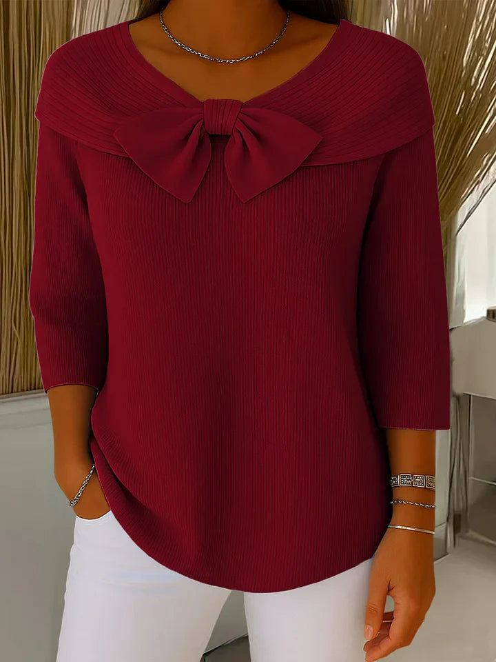 Serenna – Pull femme avec nœud et encolure ronde