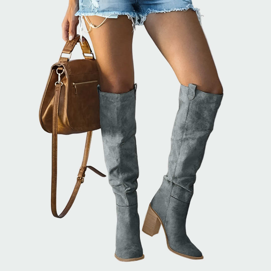 Bottes hautes de style occidental avec un talon stable