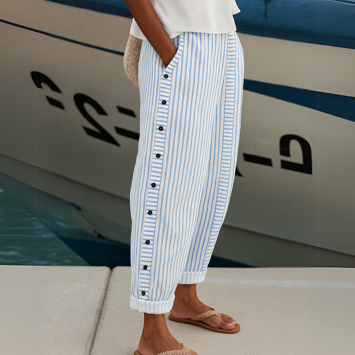 Sharon | Pantalon d'été confortable à rayures et coupe ample