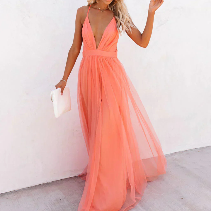 Hélène | Robe Maxi Lumière Corail