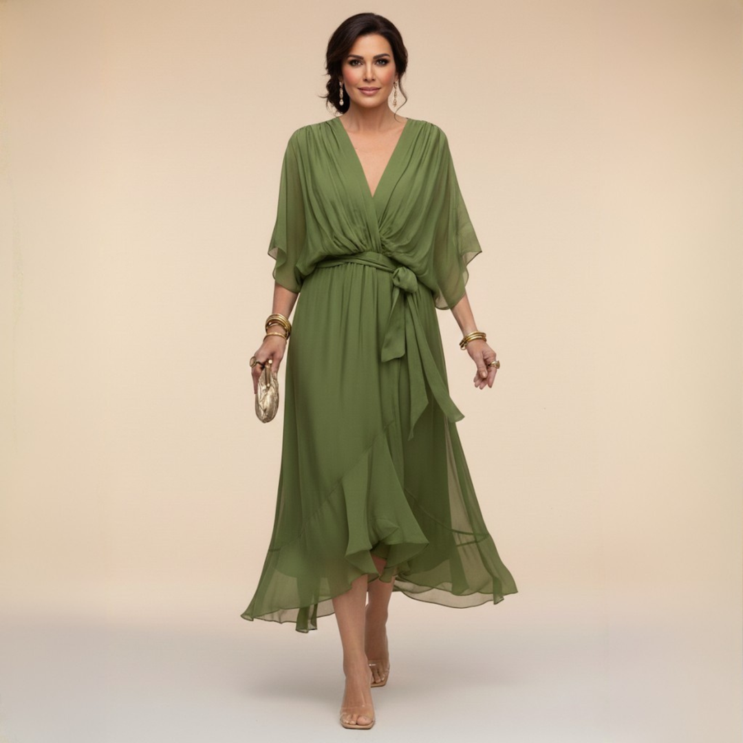 Monique | Robe en mousseline à col V