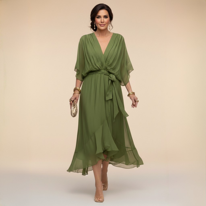 Monique | Robe en mousseline à col V