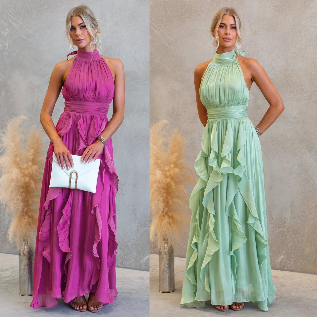 Robe longue Celestia à volants