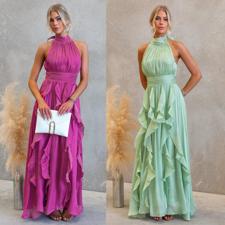 Robe longue Celestia à volants
