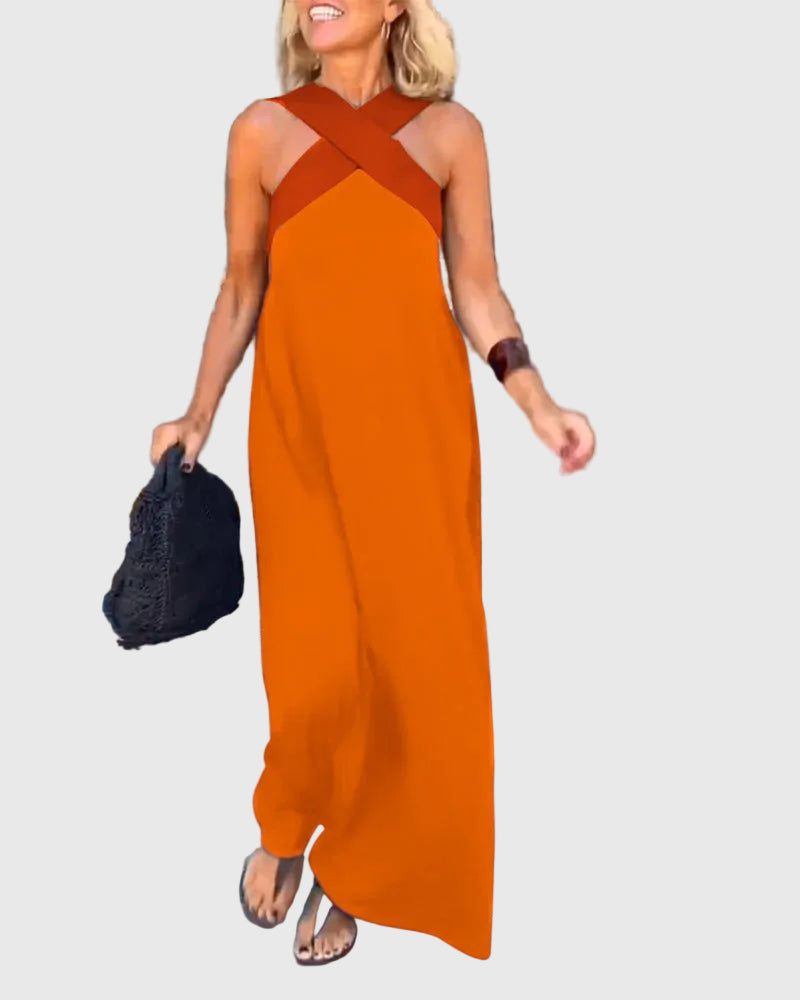 Léna | Robe Maxi Croisée Élégante