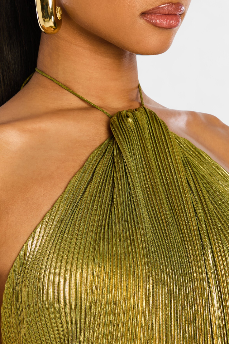 Emma | Robe dos nu avec dos ouvert de couleur métallisée