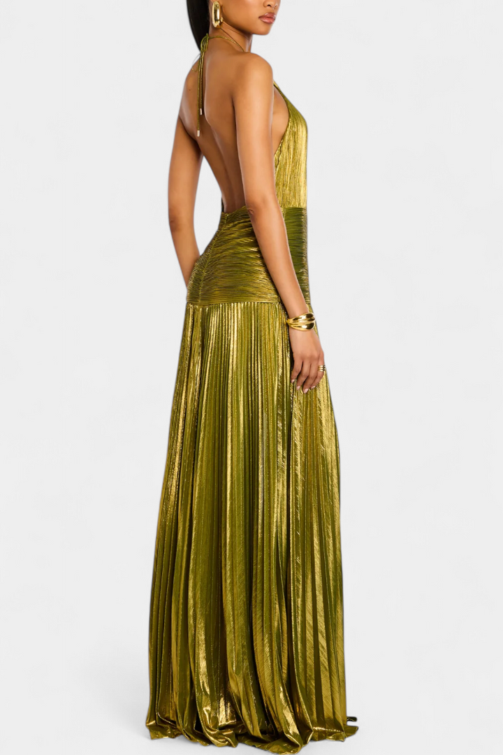 Emma | Robe dos nu avec dos ouvert de couleur métallisée