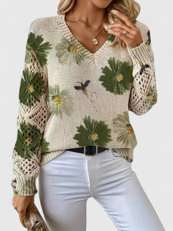 Wysława – Pull élégant avec des fleurs