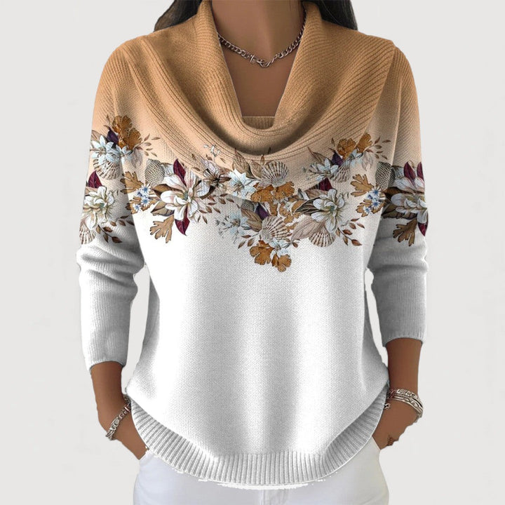 Fynella – Pull fleuri avec foulard