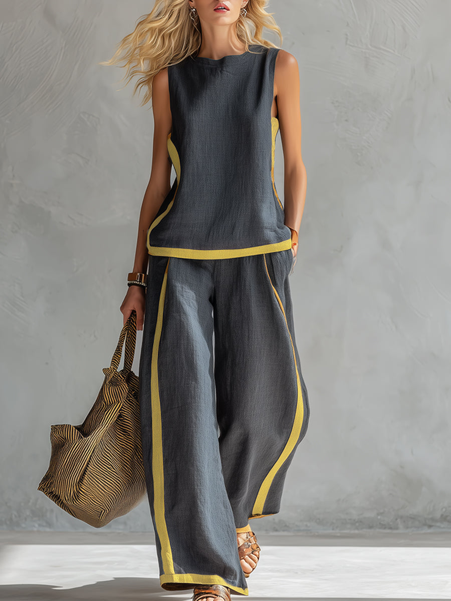 Marlène | Ensemble d'été élégant deux pièces avec jambes larges