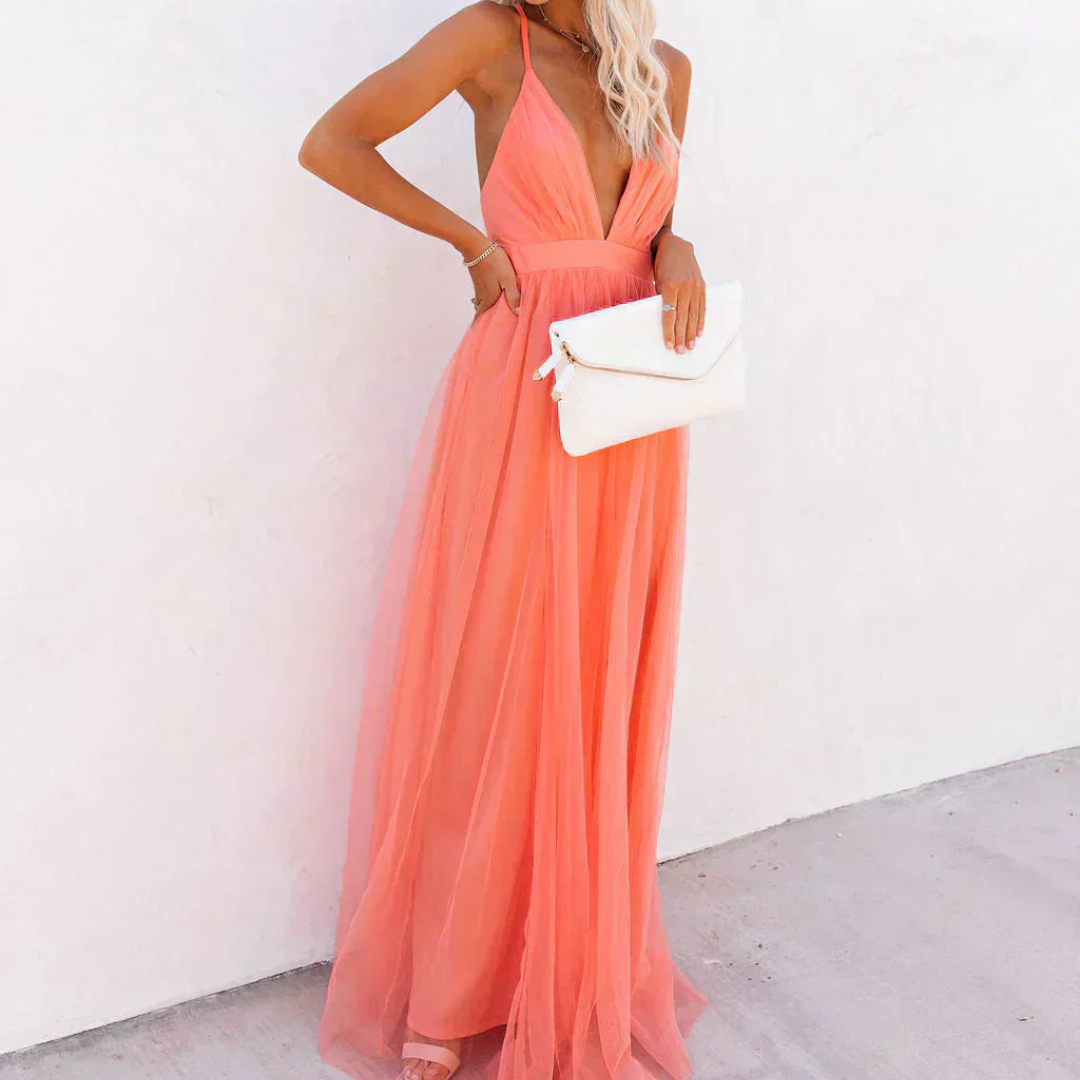 Hélène | Robe Maxi Lumière Corail