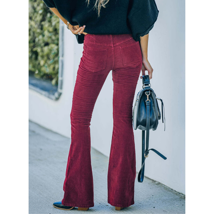 Wiwiana – Pantalon pattes d'éléphant en velours côtelé