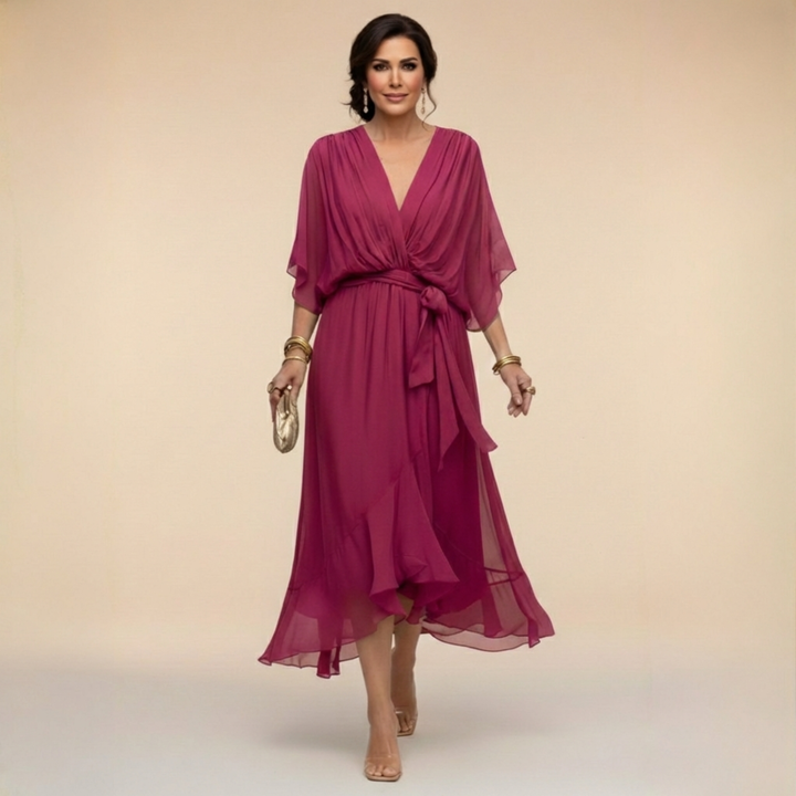Monica - La robe col V en mousseline
