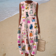 Chloé | Robe Midi Imprimé Chats