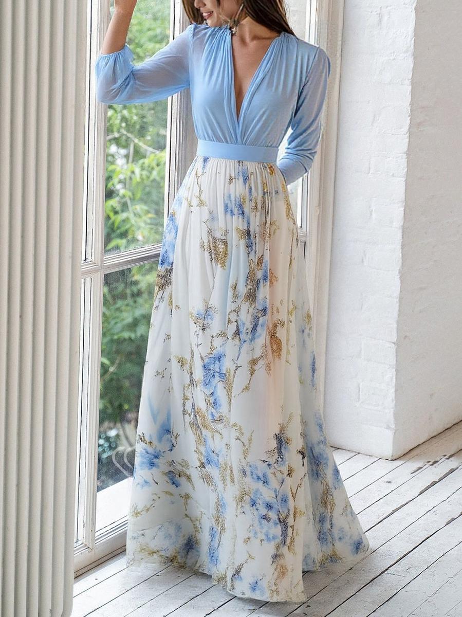 Belle robe longue à motif floral