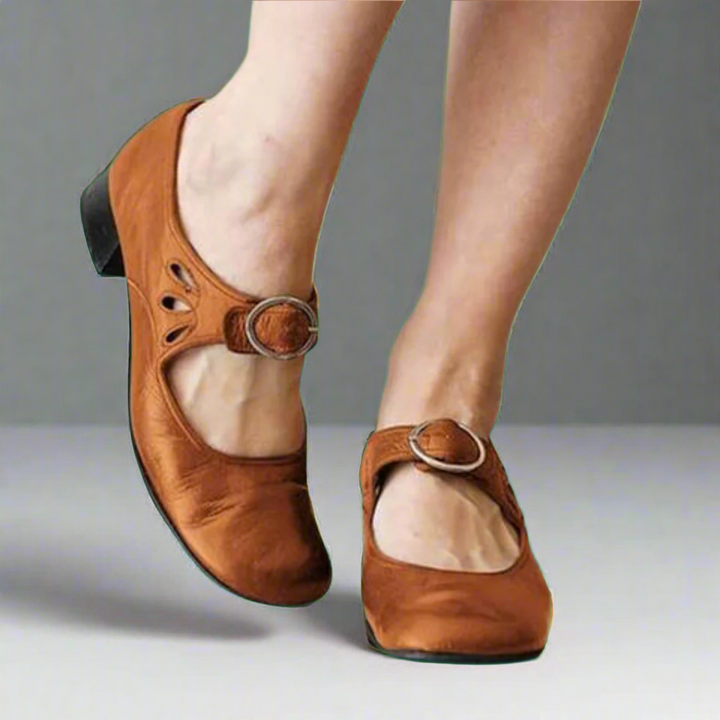 Katarzyna - Sandales orthopédiques en cuir avec semelle compensée confortable