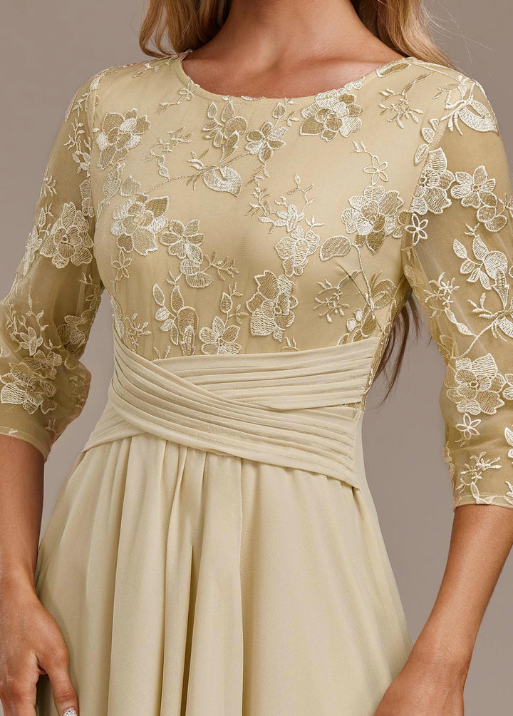 Elin™ - Robe couleur champagne avec broderies délicates
