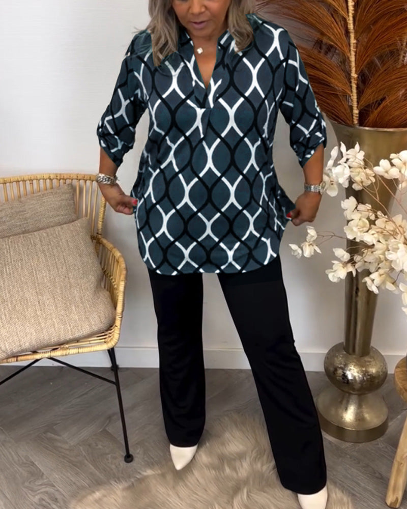 Lenoria – Blouse ample au motif élégant