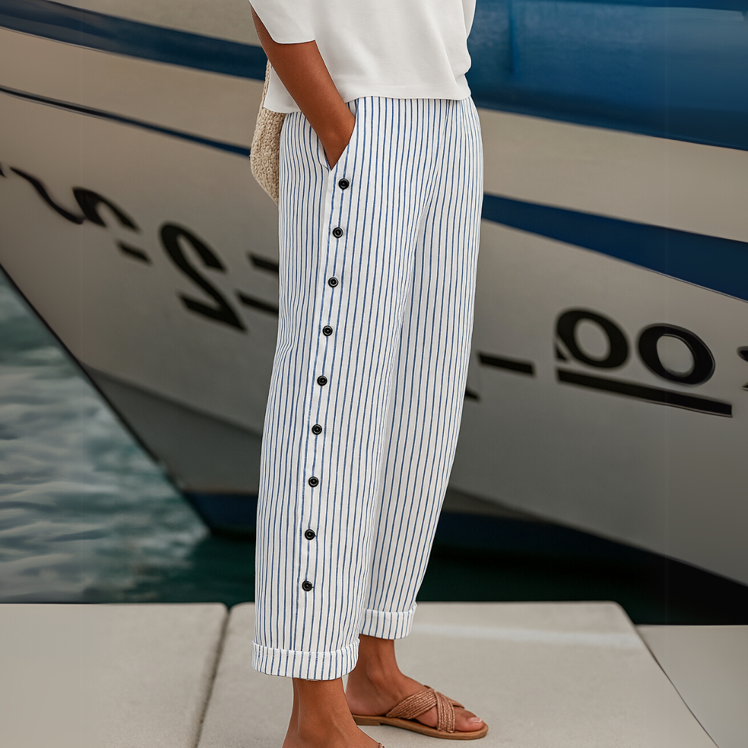 Sharon | Pantalon d'été confortable à rayures et coupe ample