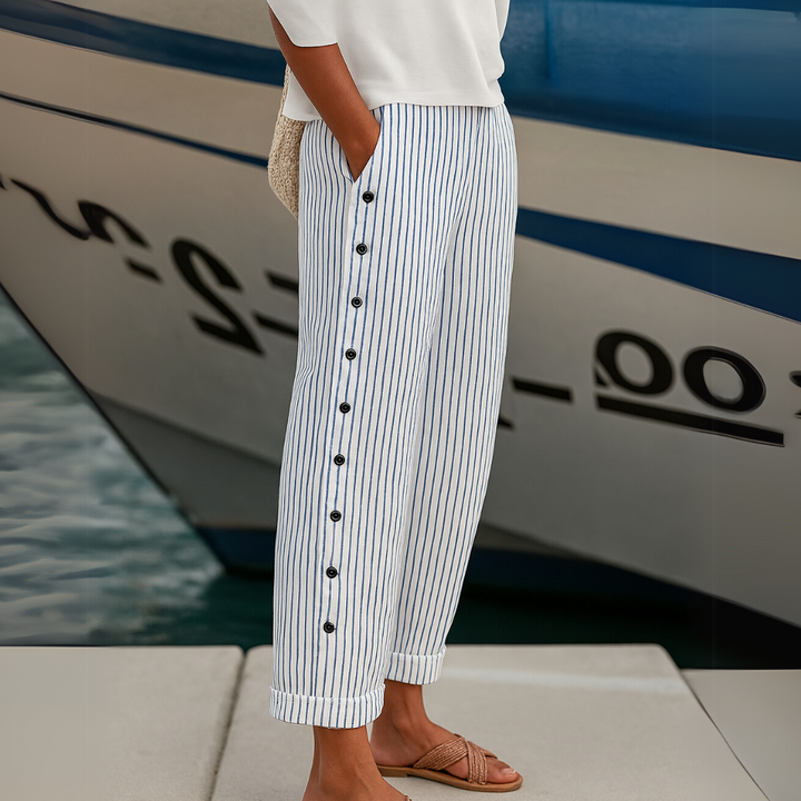 Sharon | Pantalon d'été confortable à rayures et coupe ample