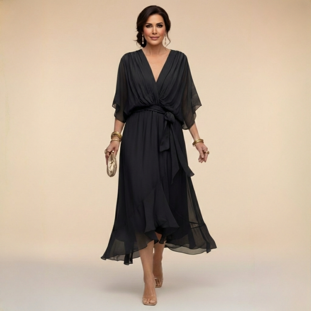 Monica - La robe col V en mousseline