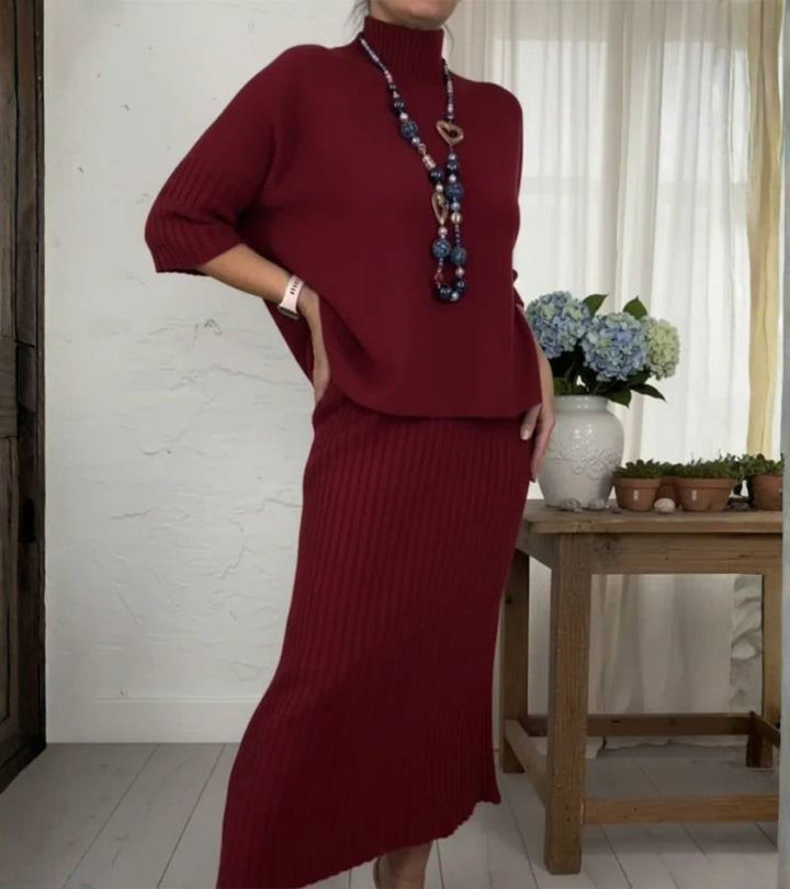 Hestia – Ensemble en maille avec jupe midi