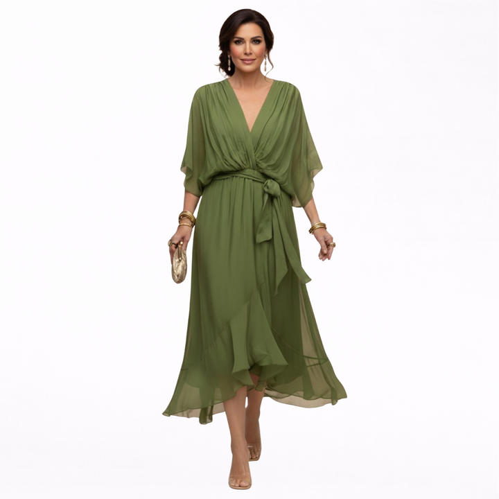 Monique | Robe en mousseline à col V