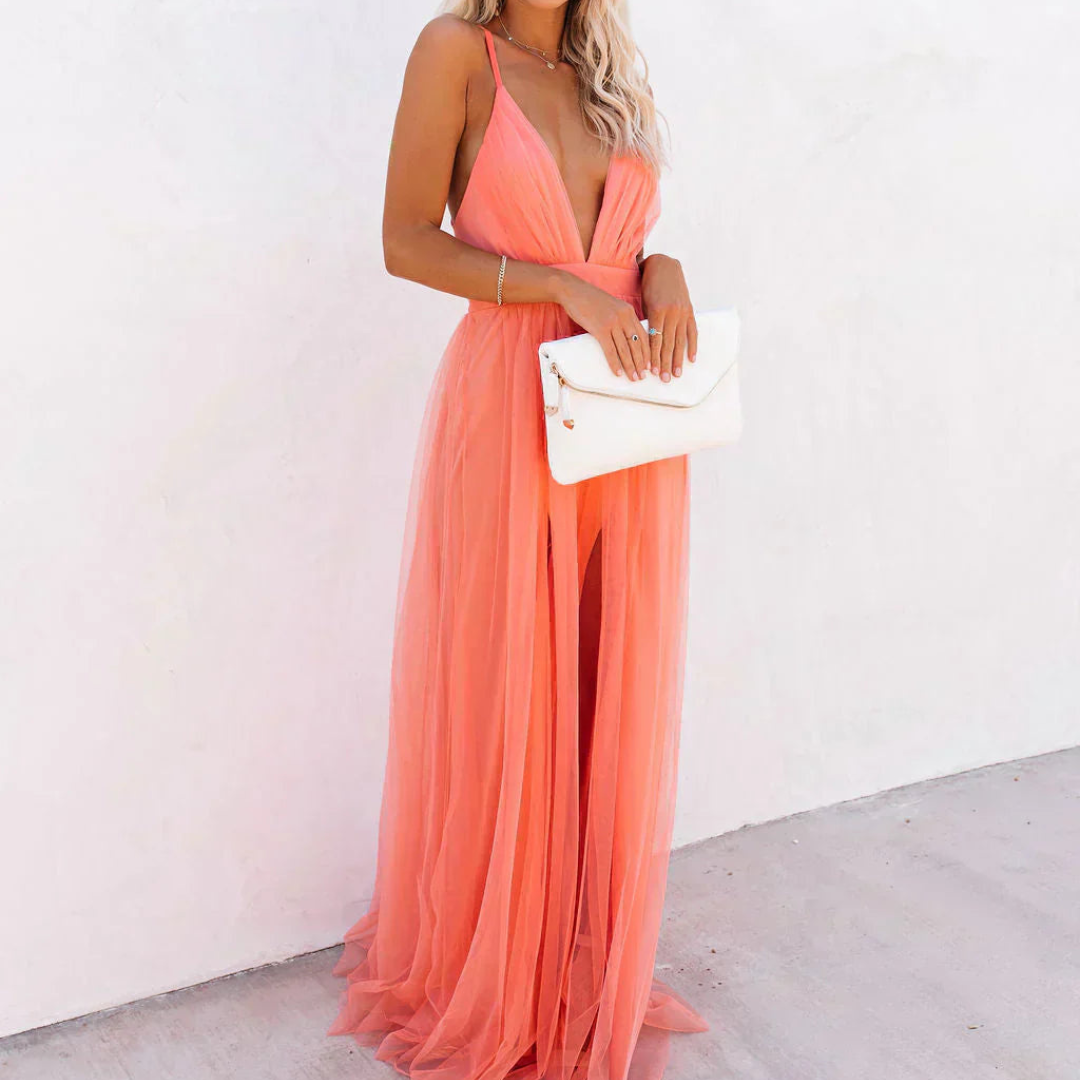 Hélène | Robe Maxi Lumière Corail